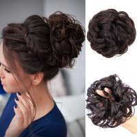 Elegant Synthetic Messy Bun Hairpiece for Women Fluffy Elastic Rubber Band Hair Extension Short Curly Hair Accessories
