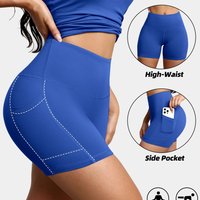 Summer Soft Yoga Shorts With Pocket Buttock Lift Gym Leggings Women High Waist Sports Shorts Women Running Workout Shorts