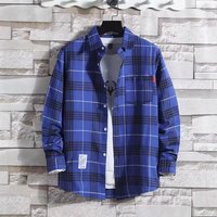 Loose Fit Men's Long Sleeve Plaid Shirt Workwear Style Casual Shirt Button Placket Regular Length Summer Season Fashion