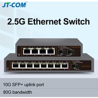 JT-COM 2.5G Network Switch 4/8 Port Ethernet Switch with 2*10G SFP+ Plug and Play Fanless Homelab Switch