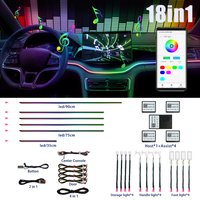18-in-1 128 Farbige RGB-Symphonie Auto-Ambiente-Innenbeleuchtung Universelle Mehrfachmodi Dekorative Atmosphärenlichter App-Steuerung