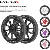 LITEPLUS 1 Pair Folding Bicycle 70MM Easy Wheel for Brompton Folding Bike 70mm Diameter Easywheel Petal Shape Aluminum Alloy