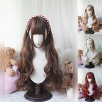 32cinch Lolita Style Long Curly Wig | Heat Resistant Synthetic Hair with Bangs for Cosplay, Halloween, Anime Theme Party Dress