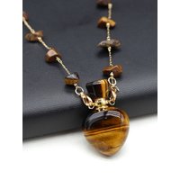 AliExpress NONE Perfume Bottle Pendant Tiger Eye Stone Necklace Natural Stone Essential Oil Diffuser Gravel Chain Charming Women Girl Daily Gift