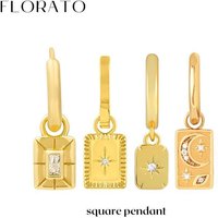 925 Sterling Silver Ear Needle Square Brand Pendant Zircon Hoop Earrings For Women Vintage Punk Earrings Fashion Party Jewelry