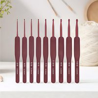 9Pcs Red Crochet Needle Silicone Handle Aluminum Crochet Hook DIY Crochet Tool Choose The Color You Need Mixed size 2-6mm