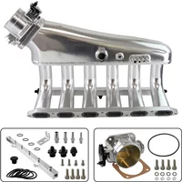 Kolektor dolotowy Billet z szyną paliwową + korpus przepustnicy pasuje do BMW E36 E46 325i 328i 323i czarny/srebrny