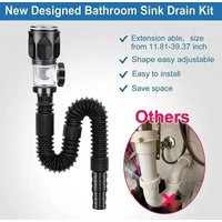 Stainless Steel Basin Drain Pipe Set Odor Proof Wall Mount Drainage for Kitchen Bathroom Sink with Strainer Basket Accessories
