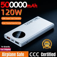 500000mAh Power Bank 120W Super Fast Charging High Capacity Digital Display Portable Battery Charger For iPhone Samsung Xiaomi