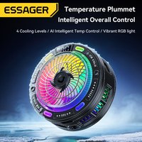 Essager Magnetic Phone Cooler Intelligent Digital Display TEC Cooling Fan RGB Ambient Light Universal Mobile Game Cooling Fan