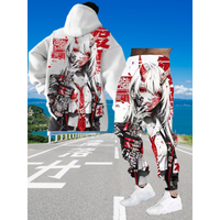 Japanese Anime 3d Print Hoodie 2pcs set Men Women Fashion Sexy Samurai Tracksuit Casual Autumn Clothes Y2k Hoodie jogging Set