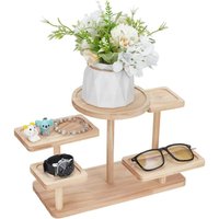 Wooden Standing Display Shelf Stackable Organizer for Jewelry Eyeglasses Files Succulents Home Desktop Decor And Storage
