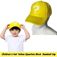 New Child Anime Game Super Luigi Brothers Cosplay Children's Hat Yellow Question Block Baseball Cap Duckbill Hat Sun Shading Cap