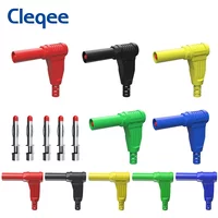 Cleqee P3014 10pcs Right Angle 4mm Shrouded Banana Plug Safety Type High Quality Self-assembly DIY Connectors 90 Degree Adapter