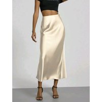 2026 Women's Elegant Silk Satin Long Skirt Slimming Drapey Wrap Bodycon Half-length Versatile European Style Fashionable