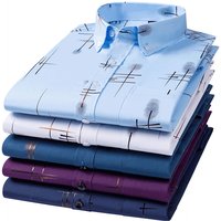 Plus 5XL Mens Social Shirt Spring Autumn Long Sleeve Fashion Smooth Bronzing Casual Thin Non Iron Print Slim Fit Business Shirts