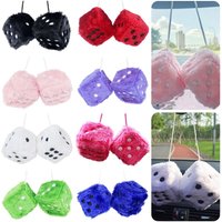 6cm Long Plush Dice Fuzzy Plush Multicolor Design Rearview Mirror Decoration Velvet Material Hot Stamping Dice Pendant