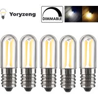5Pcs E12 E14 LED Bulb Dimmable 110V 220V Fridge Light 4W Lamp Filament COB Lamp for Chandelier Replace 30W HalogenLamps