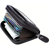 1pc Leather Blocking Zipper Wallet - Slim, Secure & Stylish Credit Card Holder - Compact Zip Around Design for Easy Access