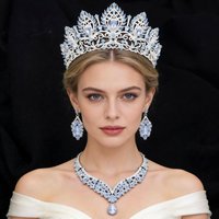 Princess Queen Bride Jewelry Sets for Women Tiaras Necklace Earrings Set Prom Wedding Crown Sets Party Birthday Gifts