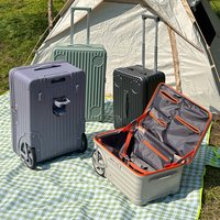 Outdoor luggage oversized wheel side open lid multifunctional suitcase, 24 inch/20 inch large capacity camping PC travel case