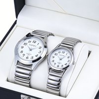 Simple and Stylish Couple's Quartz Watch, Unisex, Arabic Numeral Dial, Comfortable Elastic Strap