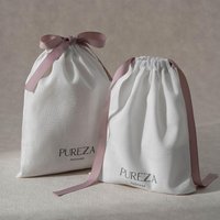 Cotton Drawstring Bag Eco-Friendly Reusable Pouch with Satin Ribbon Luxury Gift Packaging for Jewelry Cosmetics Small Businesses