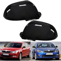 Gloss Black Wing Mirror Cover Caps For 09-13 Skoda Octavia II 1Z3 1Z5 Left+Right