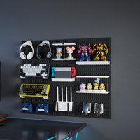 Large Wall-Mounted Pegboard, Self-Adhesive Grid Panel with Accessory Kit, Versatile Storage Rack for Tools, Decor & Supplies