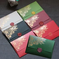 10pcs/lot New High Grade Pearl Paper Envelopes Wedding Invitation Thanks Cards European Bronzing Pattern Envelope Bag
