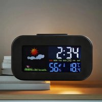 Kids & Teens Perfect For Bedroom/Dorm Desk Weather Station Clock With Color Display - Temp & Humidity Monitor Backlit