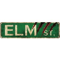 Elm Street Horror Movie Metal Sign: Rustic Retro Decorative Wall Sign, 4x16Inch (10x40cm), Aluminum, Wall Mounted, No Electricit