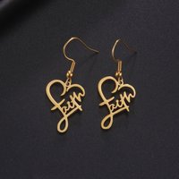 LIKGREAT Faith Heart Earrings Stainless Steel Jesus Love Family Dangle Earring Christian Inspirational Jewelry Birthday Gift