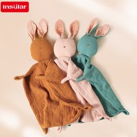 Baby Soothing Towel:100%Cotton Infant Animal Cartoon Handkerchief(Rabbit Type)-Kids Sleep-Help Toy, Gauze Appease Sleep Aid Doll