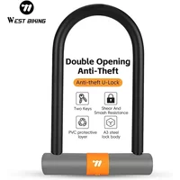 WEST BIKING Anti-Theft Bicycle U Lock Heavy Duty High Security Steel Locks With 2 Keys For Bicycle Electric Scooter Door Safety