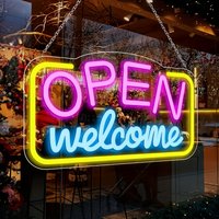 USB Powered Vibrant Multicolor LED Neon "OPEN WELCOME" Sign | Battery-Free with Switch | Ideal for Bars, Cafes, Hotels,