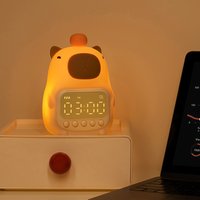 Capybara Alarm Clock with Night Lights Sleep Wake Up Clocks Toddler Sleep Training Clock Cute Night Light for Children Bedroom