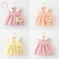 Robes à carreaux pour petites filles de 0 à 3 ans, sans manches, en coton, vêtements d'été pour enfants de 0 à 3 ans + sac, 2 pièces/ensemble