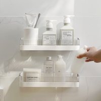 White Non perforated Bathroom Shelf Floating Shelf for Wall Shelves Shower Hardware Bathroom Shelf Wall Storage Rack