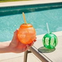 Kid-Friendly Fruit Shaped Plastic Cup with Straw for Safe and Enjoyable Drinking Experience