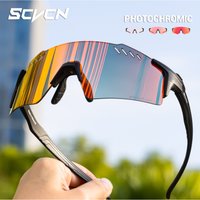 AliExpress SCVCN Photochromic Hiking Eyewear Fashion Rimless Cycling Glasss Sports Running Sunglasses for Men Goggles Mtb Bicycle 1 Lens