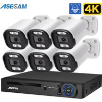 ASECAM 8MP POE Security Camera System Audio 8MP NVR Kit CCTV Outdoor IP Camera H.265 P2P Video Surveillance Set