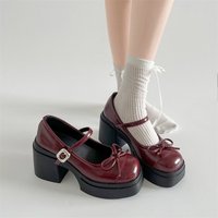 Platform Thick High Women Mary Jane Shoes Ladies Concise Outdoor Pumps Spring Autumn Women's Dress Leather Shoes 2026