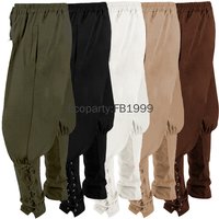 New Medieval Pirate Pants For Men Renaissance Vintage Gothic Ankle Banded Pants Adult Halloween Carnival Party Larp Costume