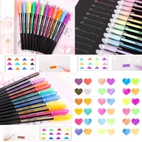 12/24Pcs Metallic Glitter Highlighter Colors Gel Pens & Pen Refills For School Office Adult Coloring Book Journals Drawing Art
