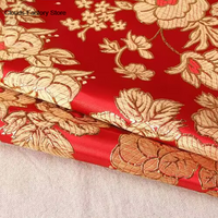 Jacquard Brocade Fabric By Meters for Cheongsam Dress Clothes Bag Pillowcase Diy Sewing Smooth Soft Flower Needlework Cloth Red