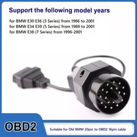 20 PIN to 16 PIN OBD2 Female Adapter Connector OBDII Diagnosis Connector Extension Cable adapter for Old BMW E30 E34 E36 E38 E39