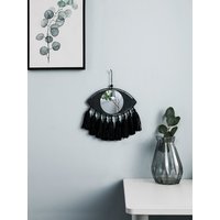 Macrame Mirror Black Evil Eye Decorative Mirrors Handmade Boho Home Decoration Tassels Aesthetic Room Decor Home Ornament Gift