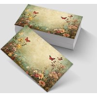 50pcs Vintage Floral Blank Greeting Cards, Wedding 、Birthday 、Party Thank You Cards, Pocket Cards Business Supplies Gift Tags