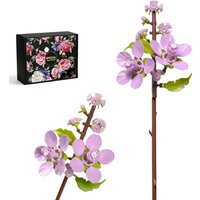 Cherry Blossoms Building Block Bouquet, Flowers Featuring Gradient Petal Details, Ideal for Tabletop Display and DIY Home Decor